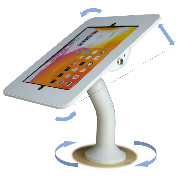 Slim iPad desktop rotating stand with Swivel and tilt function