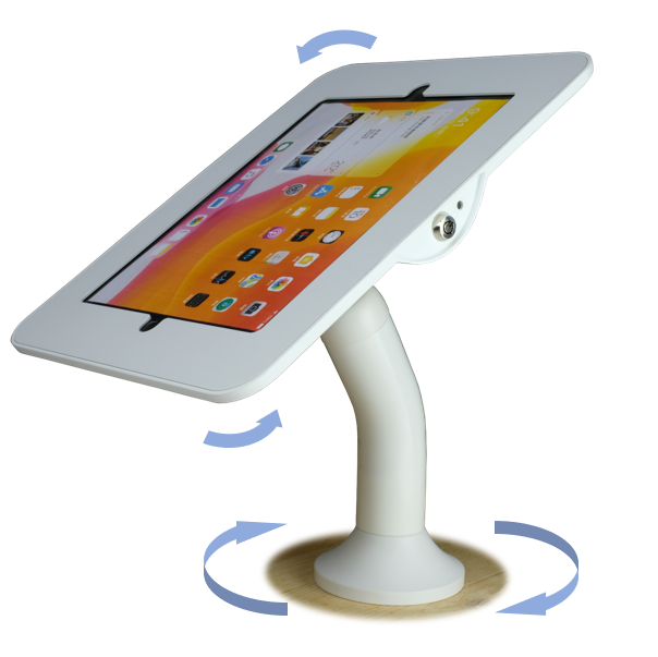 Slim iPad security rotating stand with pan hinge
