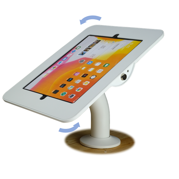 Slim iPad security desktop stand with swivel and tilt function