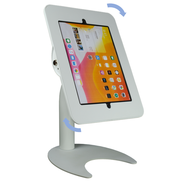 Slim tablet stand with pan hinge